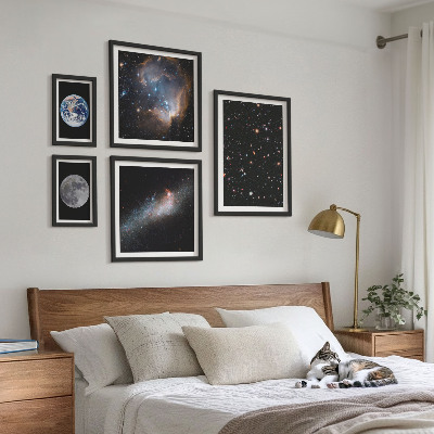 Conjunto de 5 quadros com moldura Paisagens cósmicas da galáxia
