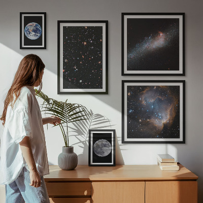 Conjunto de 5 quadros com moldura Paisagens cósmicas da galáxia