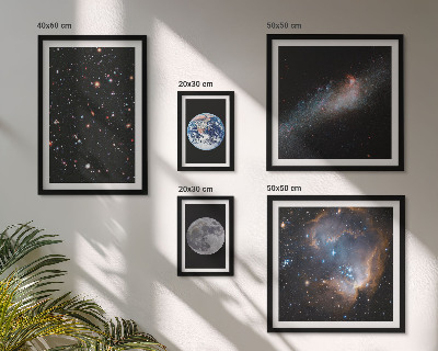 Conjunto de 5 quadros com moldura Paisagens cósmicas da galáxia