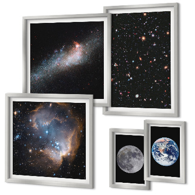 Conjunto de 5 quadros com moldura Paisagens cósmicas da galáxia