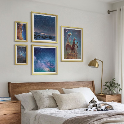 Conjunto de 5 quadros decorativos Paisagens cósmicas de galáxias