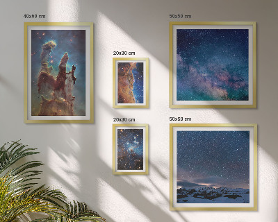 Conjunto de 5 quadros decorativos Paisagens cósmicas de galáxias
