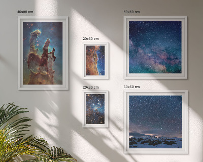 Conjunto de 5 quadros decorativos Paisagens cósmicas de galáxias