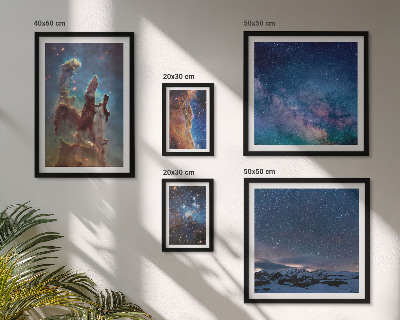 Conjunto de 5 quadros decorativos Paisagens cósmicas de galáxias