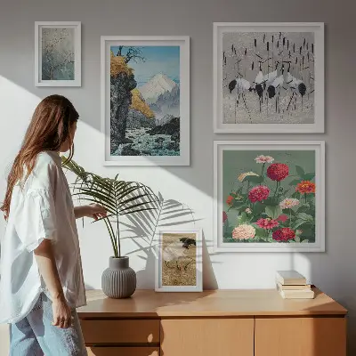 Galeria de parede paisagens de natureza com flores