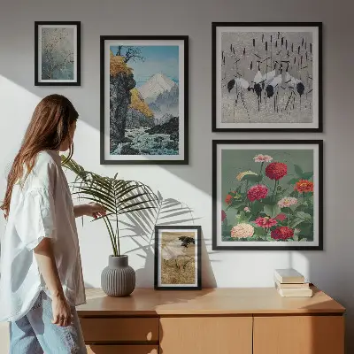 Galeria de parede paisagens de natureza com flores