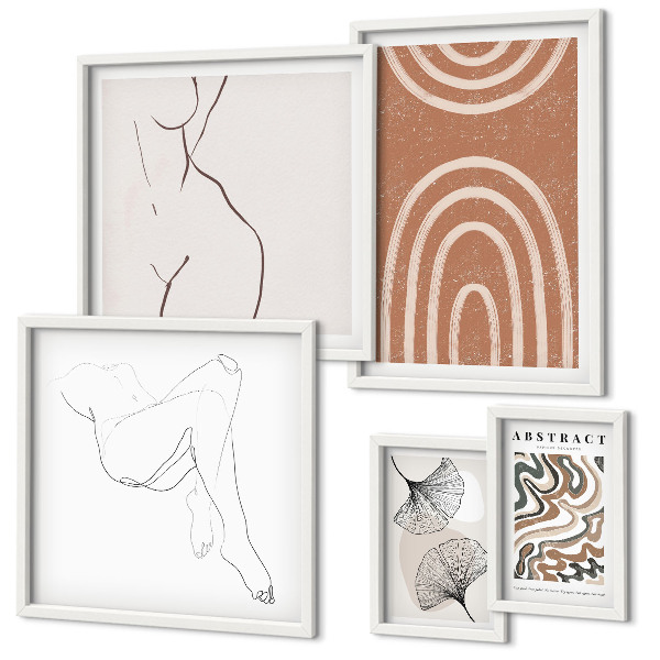 Conjunto de 5 quadros decorativos Figuras abstratas elegantes