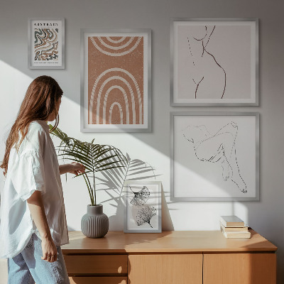 Conjunto de 5 quadros decorativos Figuras abstratas elegantes