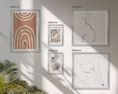 Conjunto de 5 quadros decorativos com figuras abstratas elegantes