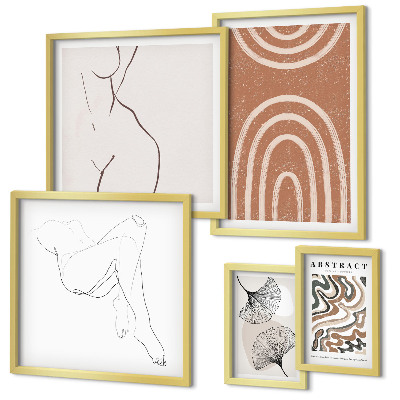 Conjunto de 5 quadros decorativos Figuras abstratas elegantes