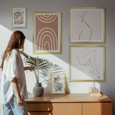 Conjunto de 5 quadros decorativos Figuras abstratas elegantes