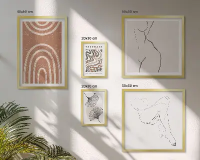 Conjunto de 5 quadros decorativos com figuras abstratas elegantes