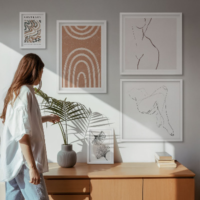 Conjunto de 5 quadros decorativos Figuras abstratas elegantes