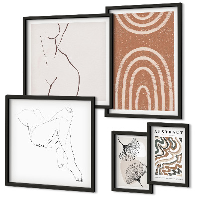 Conjunto de 5 quadros decorativos Figuras abstratas elegantes