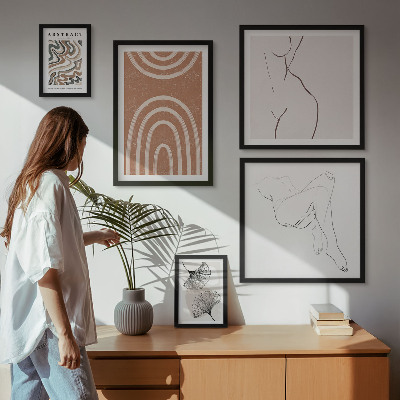 Conjunto de 5 quadros decorativos Figuras abstratas elegantes