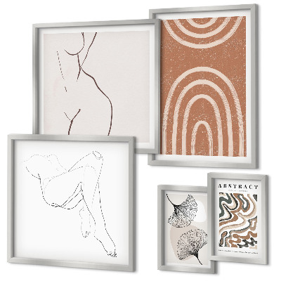 Conjunto de 5 quadros decorativos Figuras abstratas elegantes