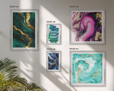 Galeria de parede Padrões abstratos em verde e roxo.