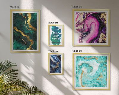 Galeria de parede Padrões abstratos em verde e roxo.