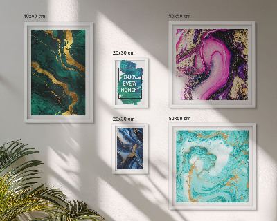 Galeria de parede Padrões abstratos em verde e roxo.