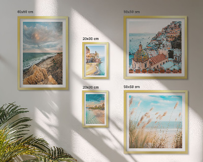 Conjunto de 5 quadros com moldura Paisagens de praia do mundo