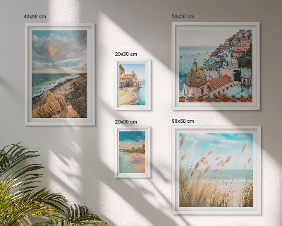 Conjunto de 5 quadros com moldura Paisagens de praia do mundo