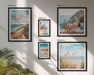 Conjunto de 5 quadros com moldura Paisagens de praia do mundo