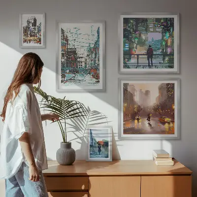Galeria de quadros para parede com paisagens urbanas modernas