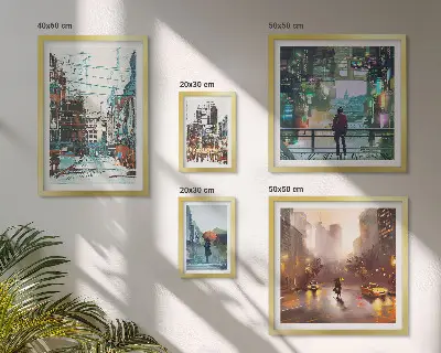 Galeria de quadros para parede com paisagens urbanas modernas