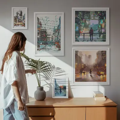 Galeria de quadros para parede com paisagens urbanas modernas