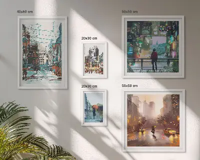 Galeria de quadros para parede com paisagens urbanas modernas