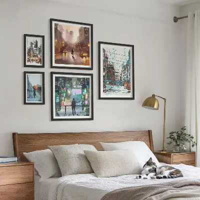 Galeria de quadros para parede com paisagens urbanas modernas