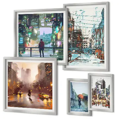 Galeria de quadros para parede com paisagens urbanas modernas