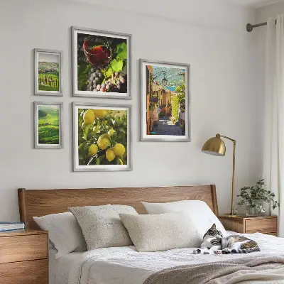 Conjunto de 5 quadros com moldura estampa as paisagens encantadoras da Toscana