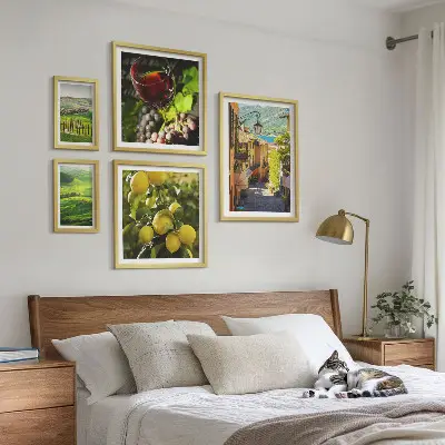 Conjunto de 5 quadros com moldura estampa as paisagens encantadoras da Toscana