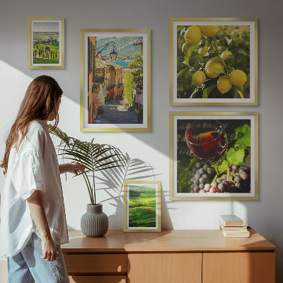 Conjunto de 5 quadros com moldura As paisagens encantadoras da Toscana