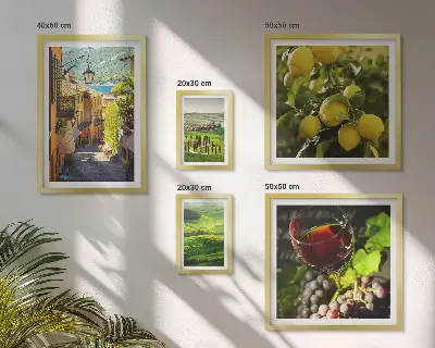 Conjunto de 5 quadros com moldura estampa as paisagens encantadoras da Toscana
