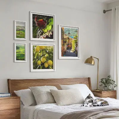 Conjunto de 5 quadros com moldura estampa as paisagens encantadoras da Toscana