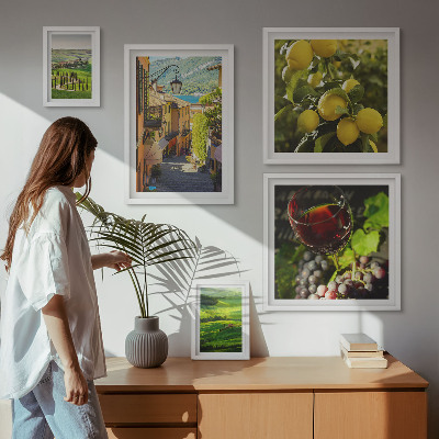 Conjunto de 5 quadros com moldura As paisagens encantadoras da Toscana