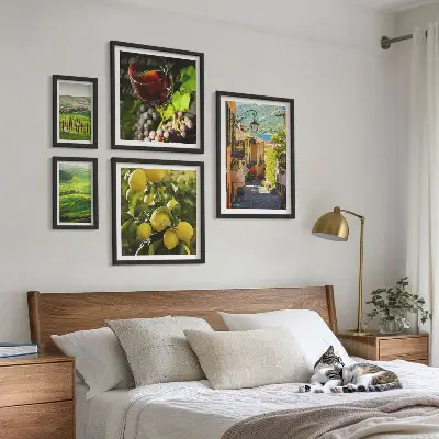 Conjunto de 5 quadros com moldura estampa as paisagens encantadoras da Toscana