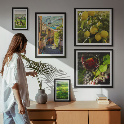 Conjunto de 5 quadros com moldura As paisagens encantadoras da Toscana