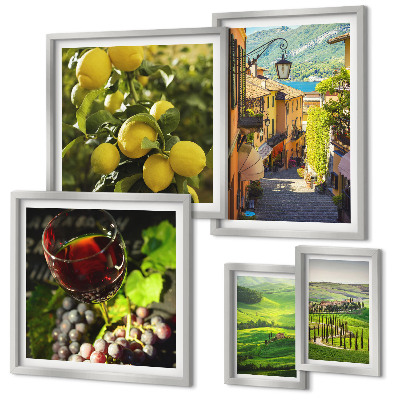 Conjunto de 5 quadros com moldura As paisagens encantadoras da Toscana
