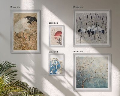 Galeria de parede Pinturas elegantes de pássaros na natureza.