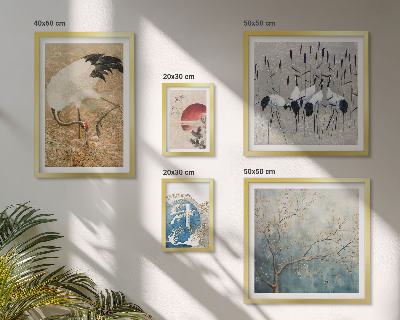 Galeria de parede Pinturas elegantes de pássaros na natureza.