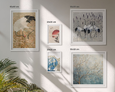 Galeria de parede Pinturas elegantes de pássaros na natureza.