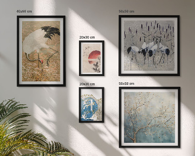 Galeria de parede Pinturas elegantes de pássaros na natureza.