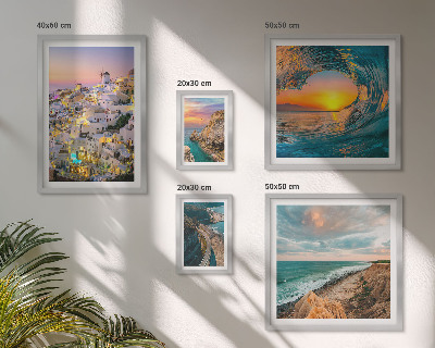 Conjunto de 5 quadros com moldura Paisagens litorâneas e praias