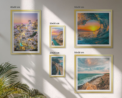 Conjunto de 5 quadros com moldura Paisagens litorâneas e praias