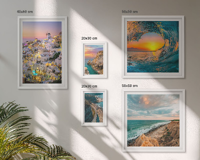 Conjunto de 5 quadros com moldura Paisagens litorâneas e praias