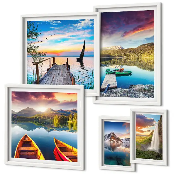 Galeria de quadros para parede com paisagens de cachoeiras e lagos