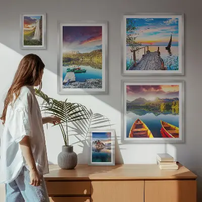 Galeria de quadros para parede com paisagens de cachoeiras e lagos